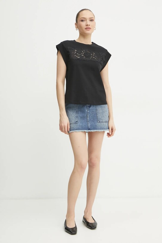 Twinset t-shirt bawełniany 251TP2073 czarny SS25