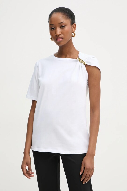 Twinset tricou din bumbac uni alb 251TP2640