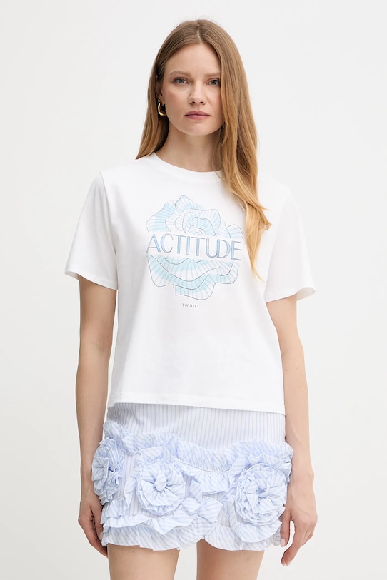 Хлопковая футболка Twinset хлопок белый 251AX2120