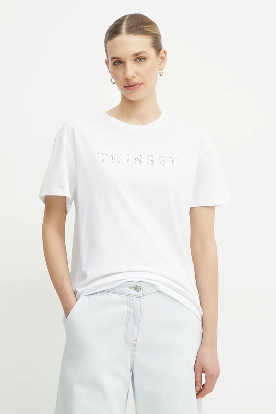 Хлопковая футболка Twinset relaxed белый 251TT2041