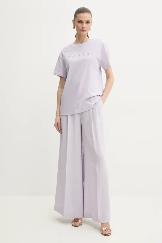 Twinset t-shirt in cotone 251TT2041 violetto SS25