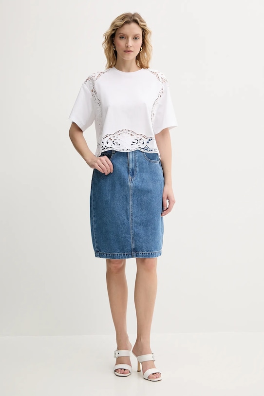 Βαμβακερό μπλουζάκι Twinset 251TT2340 λευκό SS25