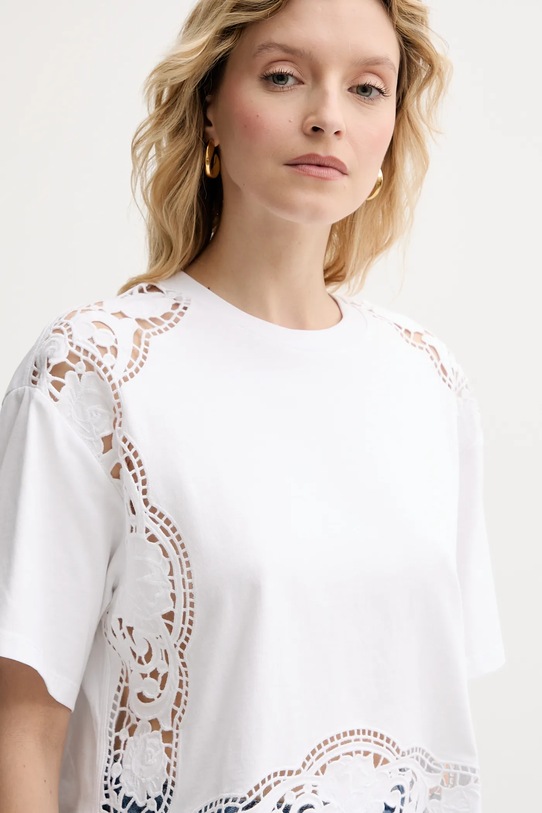 Βαμβακερό μπλουζάκι Twinset λευκό 251TT2340