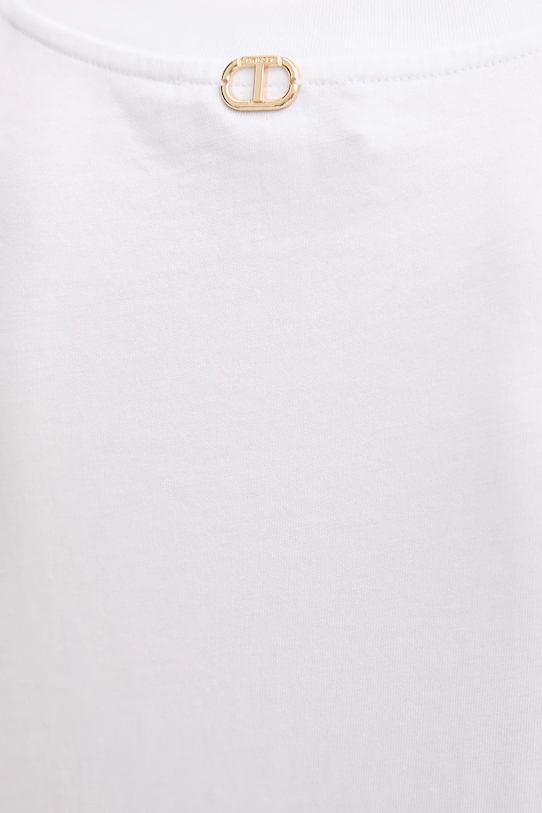 Βαμβακερό μπλουζάκι Twinset 251TT2340 λευκό