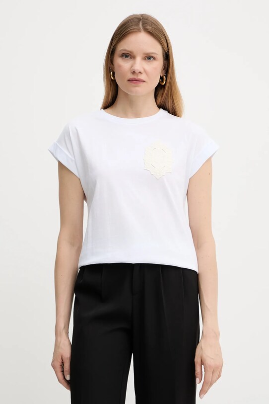 Twinset t-shirt bawełniany regular biały 251TT2044