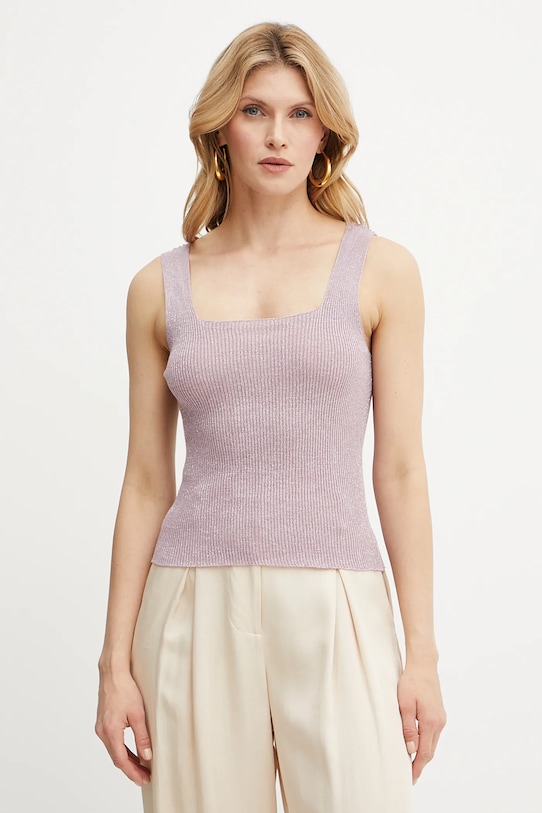 Twinset top din amestec de in model fin violet 251TT3147