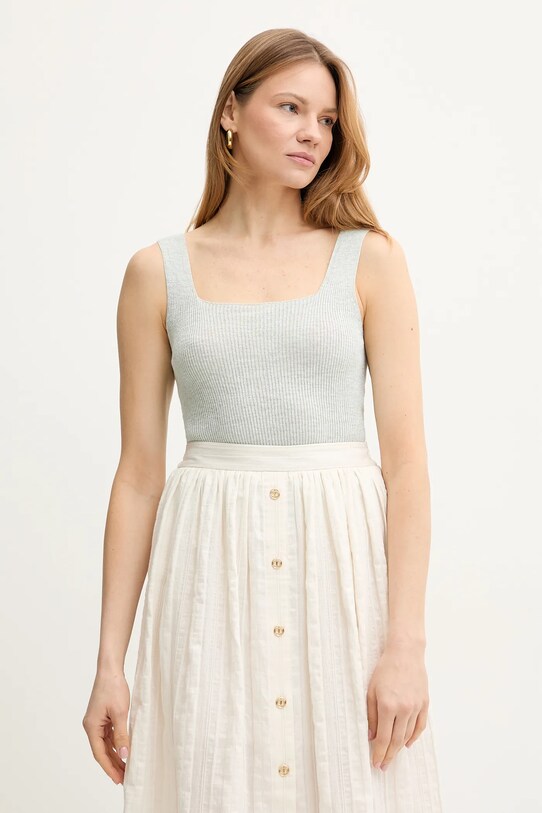 Топ з домішкою льону Twinset casual бірюзовий 251TT3147