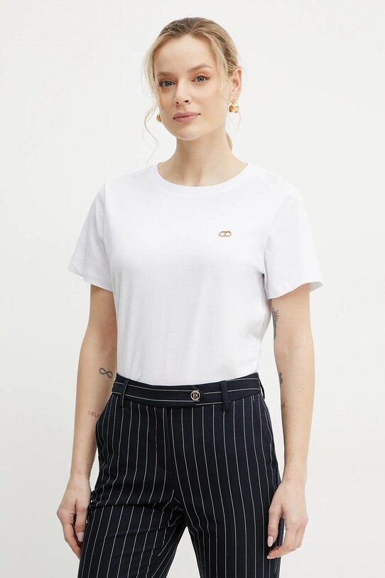 Twinset tricou din bumbac print alb 251TT2040