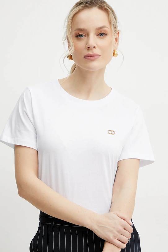 Бавовняна футболка Twinset білий 251TT2040