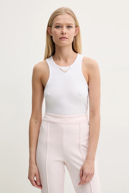 Bavlněný top Twinset slim bílá 251TT2400