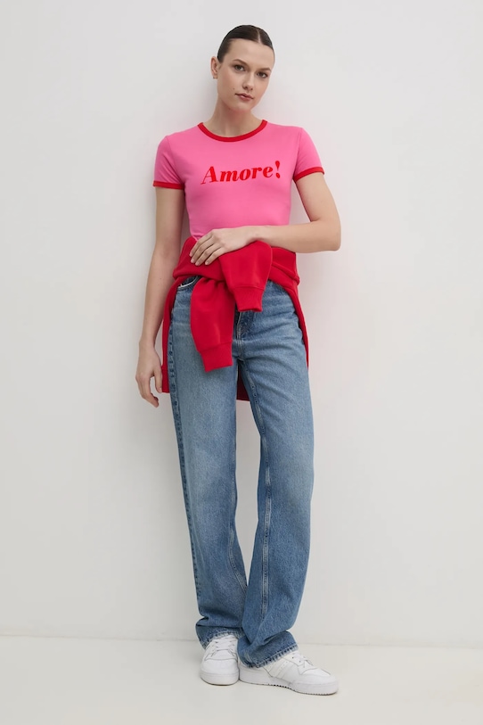 Bavlnené tričko Drivemebikini Amore Vintage 2024.DMBS.03.PR ružová SS25