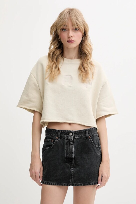 IRO t-shirt bawełniany aplikacja beżowy WF14OLINDA