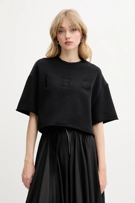 IRO t-shirt bawełniany aplikacja czarny WF14OLINDA