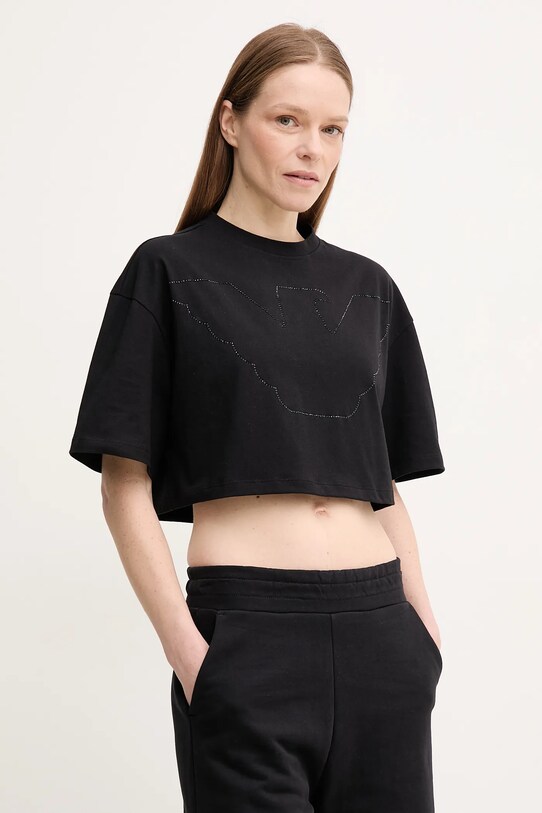 Emporio Armani t-shirt bawełniany aplikacja czarny EW000897.AF12573