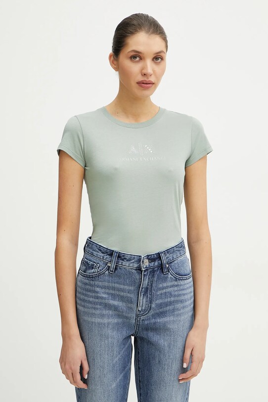 Bavlnené tričko Armani Exchange nášivka zelená XW000386.AF10354