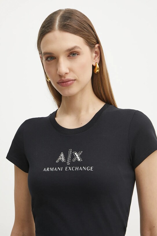 Armani Exchange pamut póló fekete XW000386.AF10354