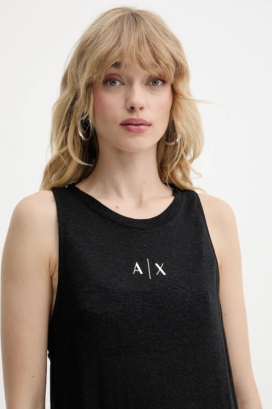 Armani Exchange top z domieszką lnu czarny XW000390.AF12899