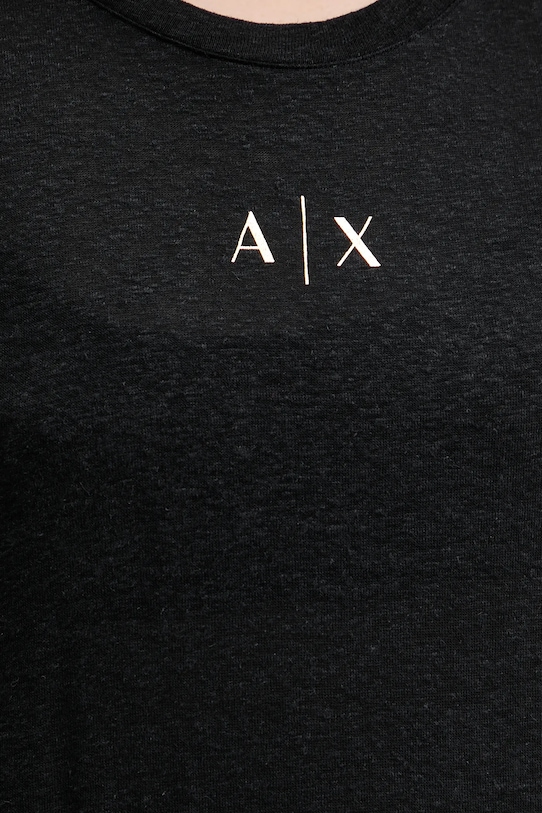 Armani Exchange top z domieszką lnu XW000390.AF12899 czarny