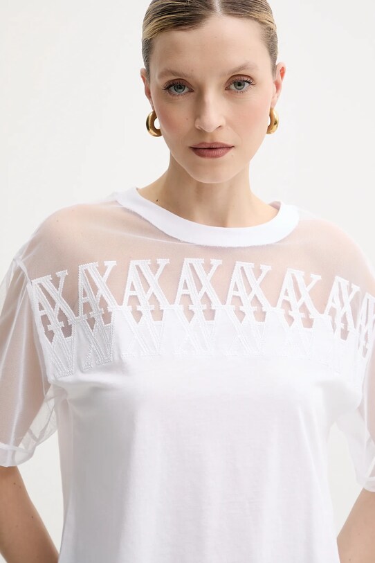 Bombažna kratka majica Armani Exchange bela XW000516.AF10359