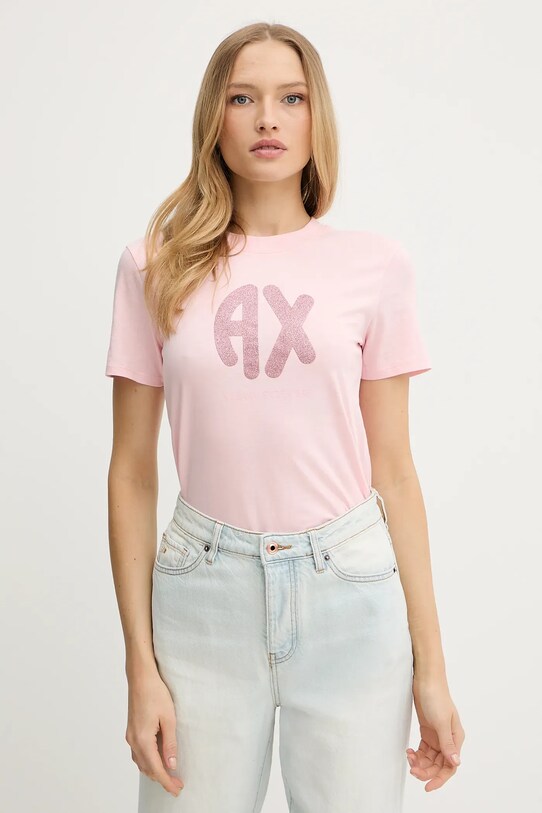 Хлопковая футболка Armani Exchange хлопок розовый XW000548.AF10359