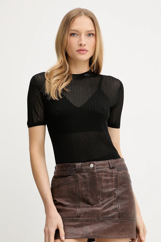 Majica kratkih rukava Armani Exchange bez uzorka crna XW000595.AF12785