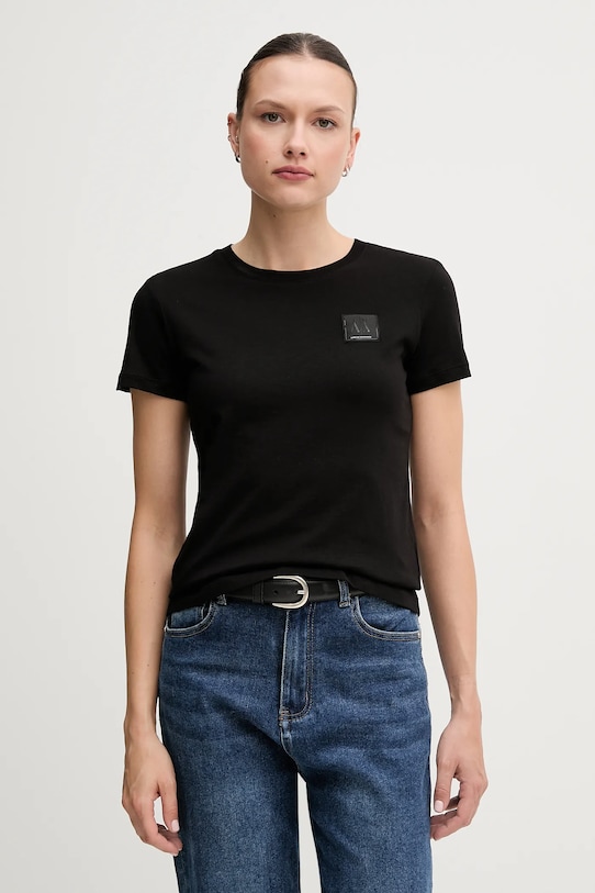 Bavlněné tričko Armani Exchange hladký černá XW000831.AF10356.NOS