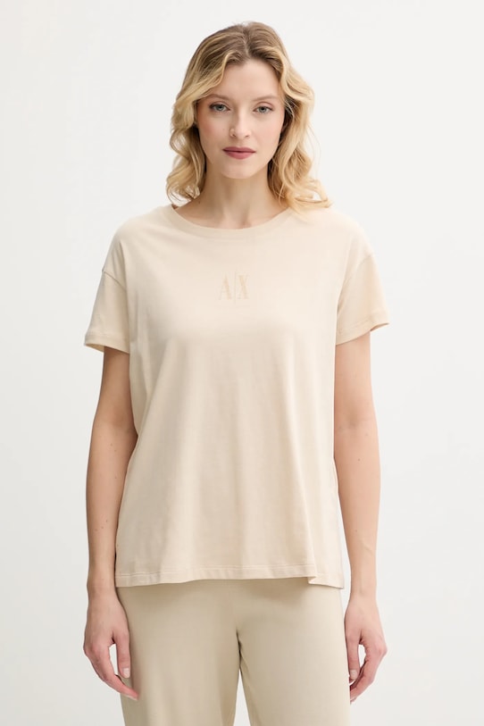 Armani Exchange tricou din bumbac imprimeu bej XW000830.AF10356