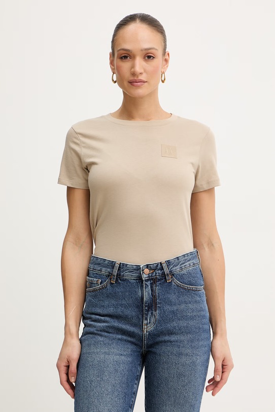 Памучна тениска Armani Exchange стандартна бежов XW000831.AF10356