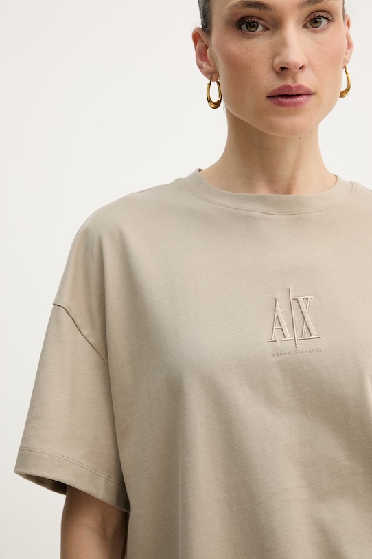 Bombažna kratka majica Armani Exchange bež XW001182.AF15085