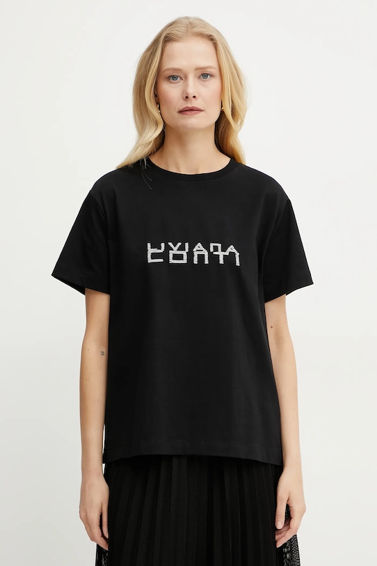 Бавовняна футболка Liviana Conti regular чорний L5SW76