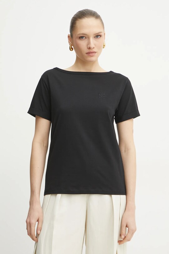 Liviana Conti t-shirt in cotone semplice nero F5SW69