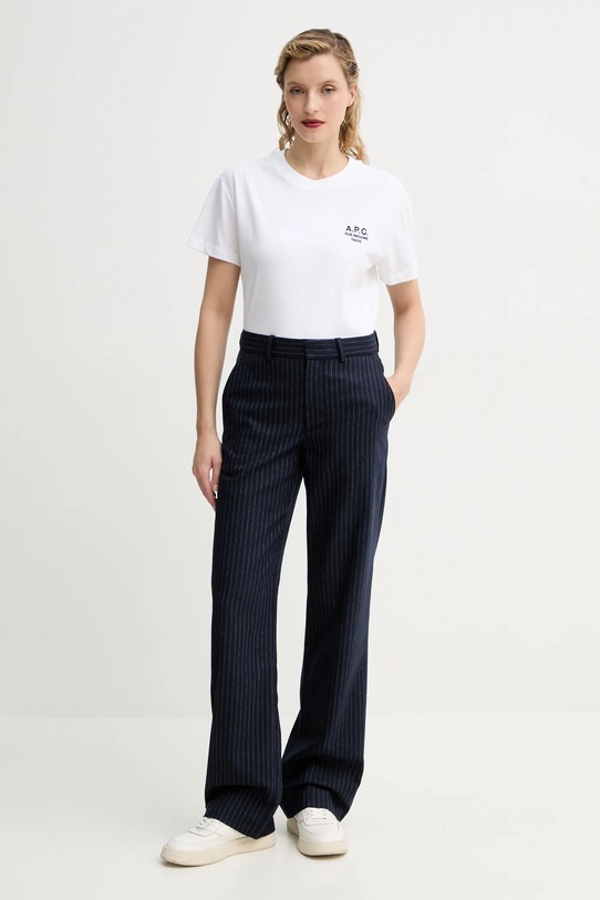 A.P.C. tricou din bumbac t-shirt boxy rue madame GOTS COHBM.F26389 alb SS25