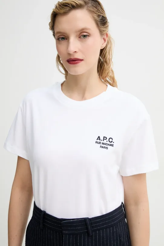 A.P.C. t-shirt bawełniany t-shirt boxy rue madame GOTS biały COHBM.F26389