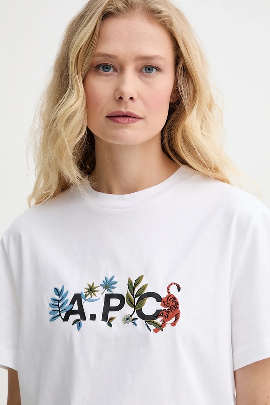 A.P.C. tricou din bumbac t-shirt auguste - GOTS alb COBQX.M26497