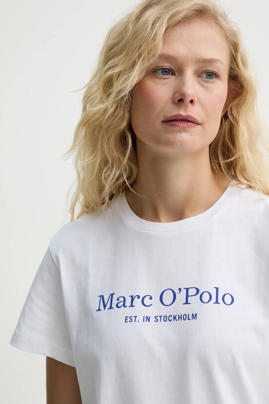 Bavlněné tričko Marc O'Polo bílá 502229351055