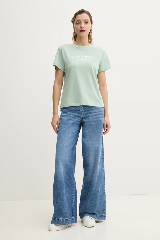 Хлопковая футболка Marc O'Polo 502229351055 зелёный SS25