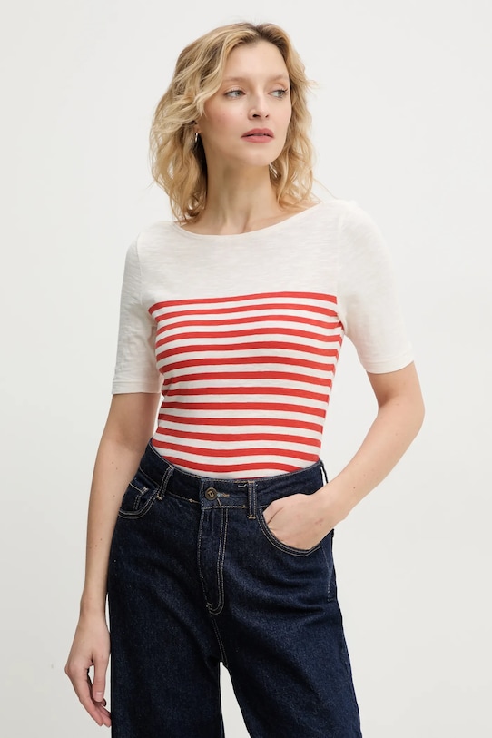 Marc O'Polo t-shirt bawełniany wzorzyste czerwony 503219651333