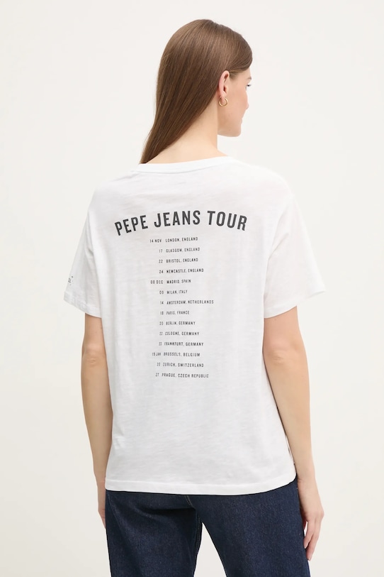 Bombažna kratka majica Pepe Jeans LELE PL505992 bela SS25