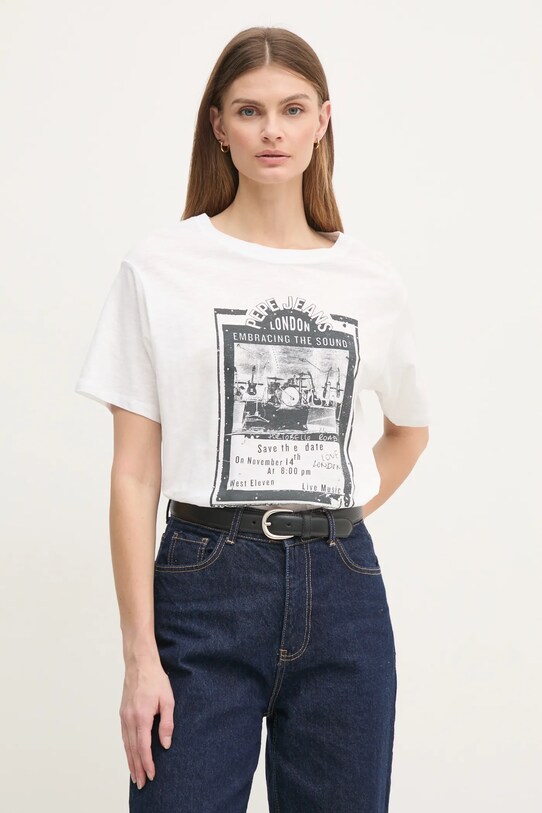 Oblačila Bombažna kratka majica Pepe Jeans LELE PL505992 bela