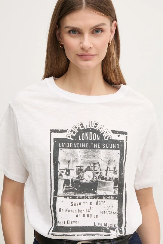 Bombažna kratka majica Pepe Jeans LELE bela PL505992