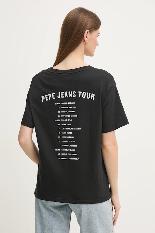 Хлопковая футболка Pepe Jeans LELE PL505992 чёрный SS25