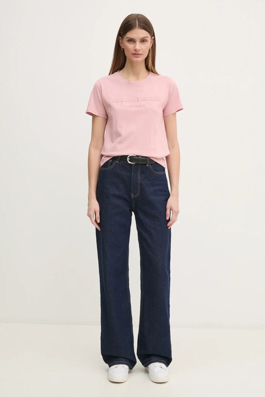 Bombažna kratka majica Pepe Jeans LORETTA PL505994 roza SS25