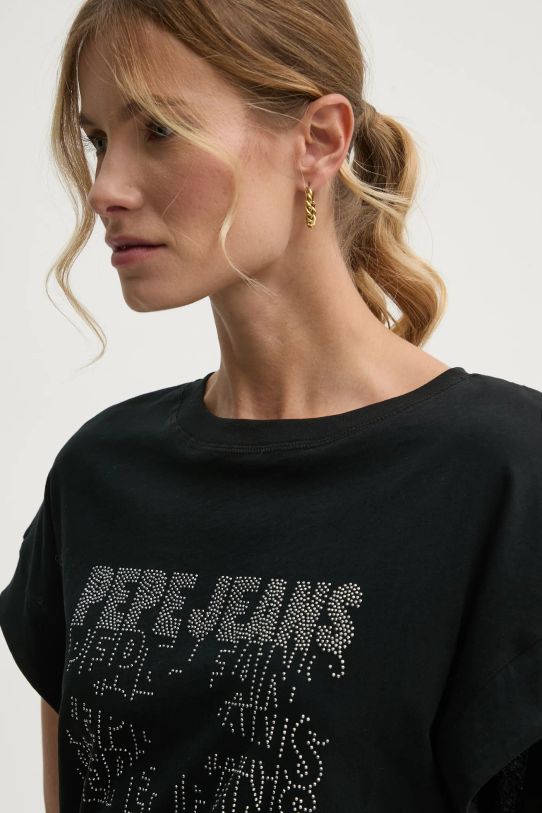 Pepe Jeans tricou din bumbac LIRA negru PL505996