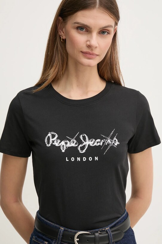 Бавовняна футболка Pepe Jeans LETICIA чорний PL505997