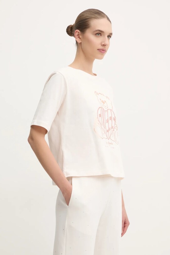 Guess t-shirt bawełniany RHINESTONE regular różowy V5RI09.I3Z14