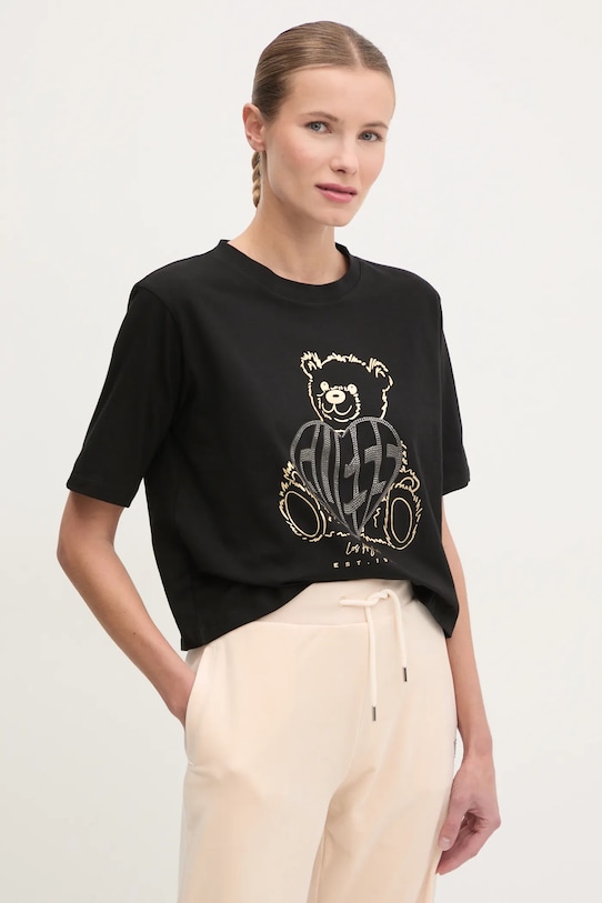 Guess t-shirt bawełniany RHINESTONE regular czarny V5RI09.I3Z14