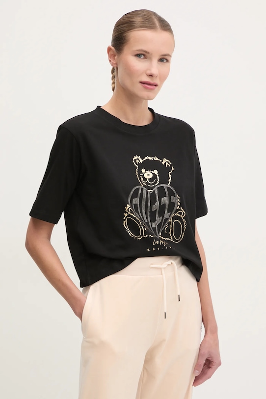 Памучна тениска Guess RHINESTONE щампа черен V5RI09.I3Z14