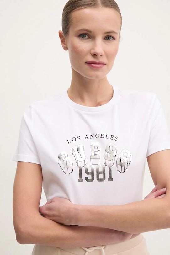 Guess tricou din bumbac MARTINA alb V5RI06.I3Z14