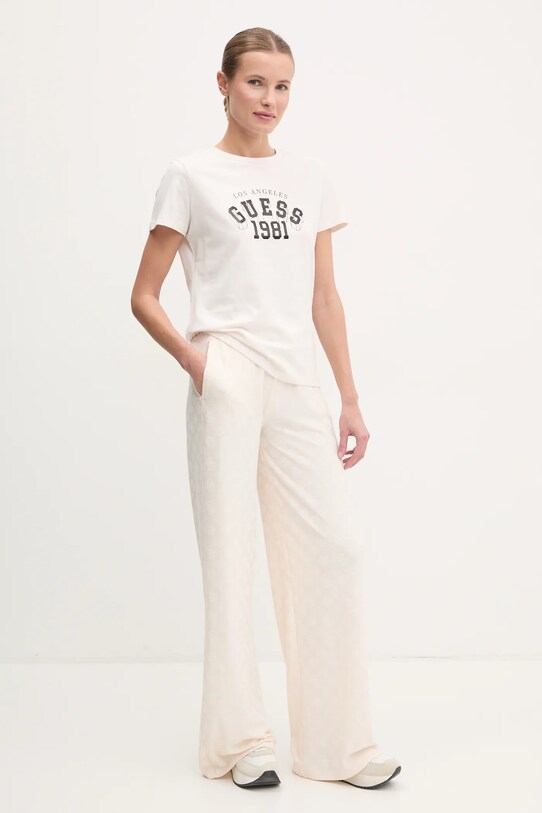 Бавовняна футболка Guess MARTINA V5RI06.I3Z14 бежевий SS25