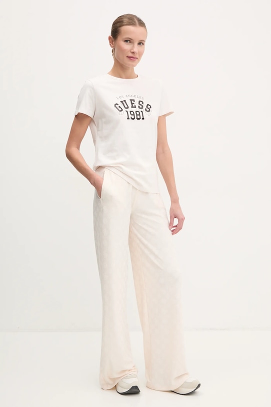 Guess t-shirt bawełniany MARTINA V5RI06.I3Z14 beżowy SS25